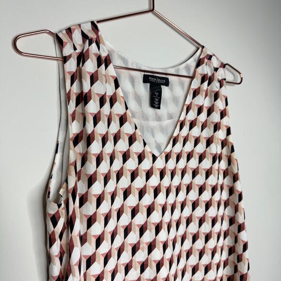 White House Black Market Top Women Small Silk Geometric Lined Office Colorful - Picture 2 of 5